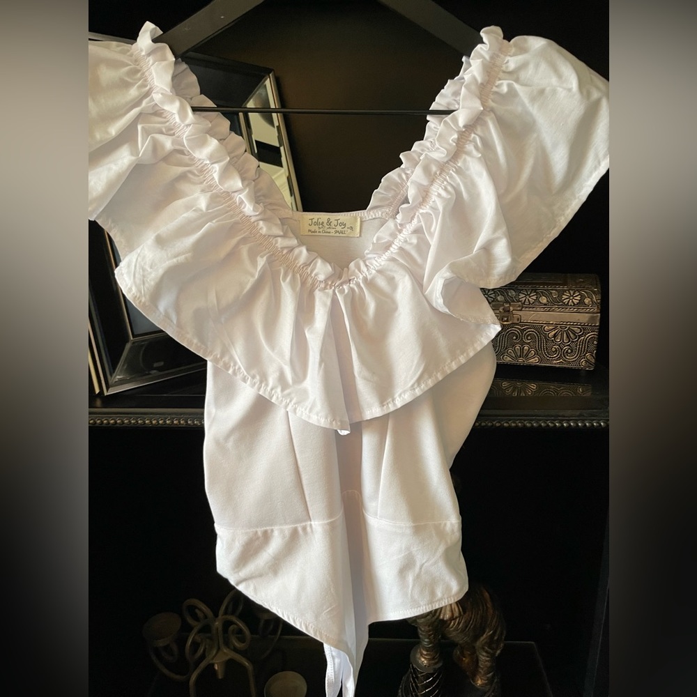 Small white bodysuit ruffled top made by Jolie &Joy